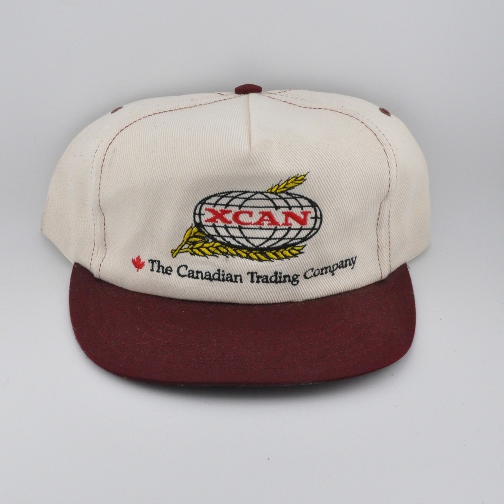 Modern Headwear XCAN Snapback‎ Hat OS Cream Burgundy Excellent Vintage Canada